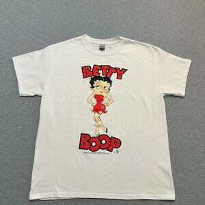 Gildan Betty Boop Tee Shirt White And Red Large Short Sleeve 1996 Graphic